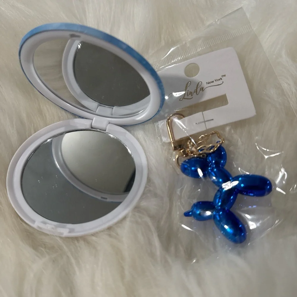 Compact Mirror & Dog Bag Charm/ Keychain